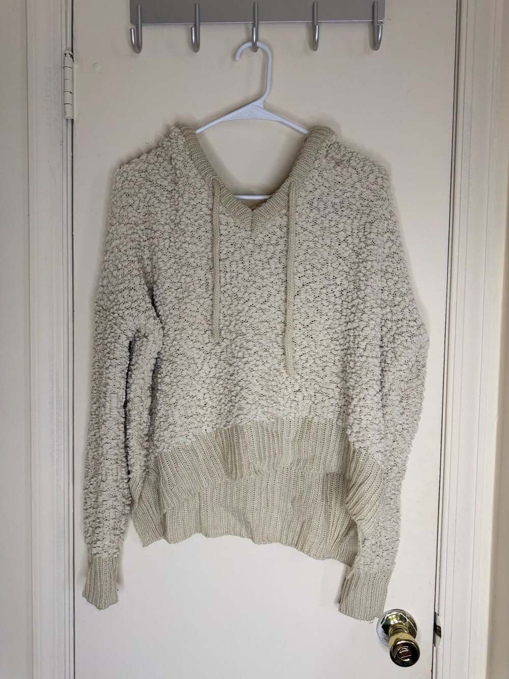 Pol Sweater Size S Cream Chenille Knit Hoodie